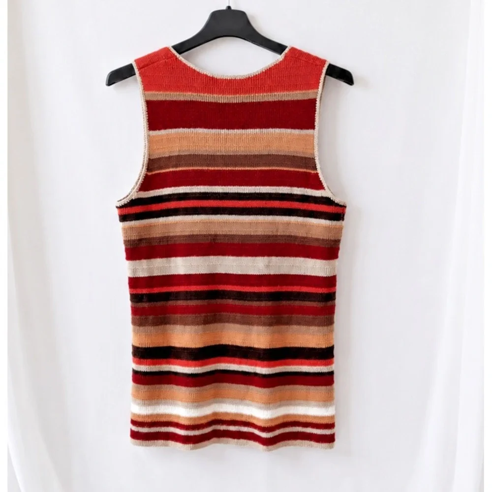 VTG‎ White Stag Crochet Sweater Vest 14W 16W NWT 90s Boho Striped Cottagecore